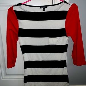 STRIPED ZIPPER ACCENT ON RIGHT SHOULDER SHIRT